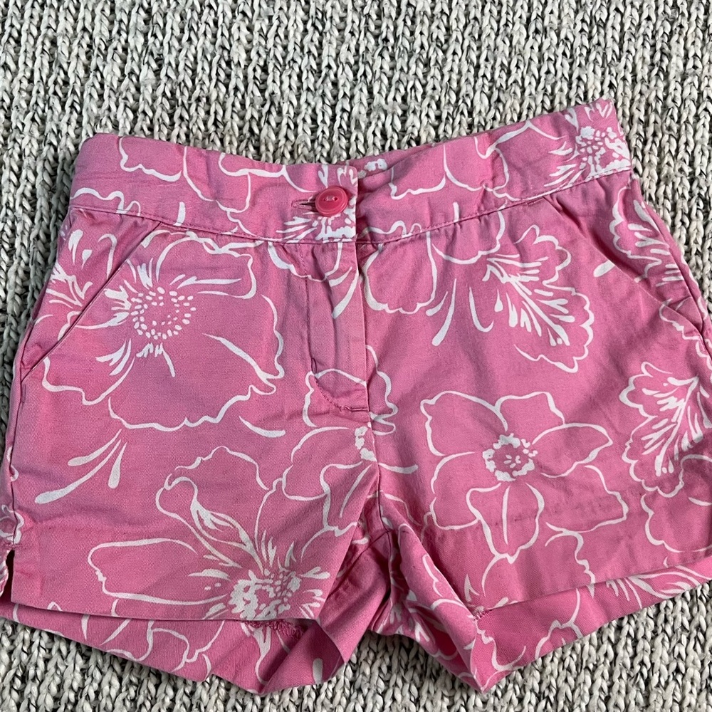 Girls Janie and Jack size 18 to 24 month bubblegum pink hibiscus print shorts
